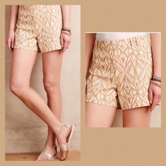 Elevenses Tiled Tide mustard yellow & white shorts - Picture 1 of 8